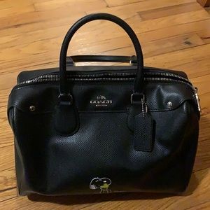 Coach Black Leather Snoopy Purse NWT